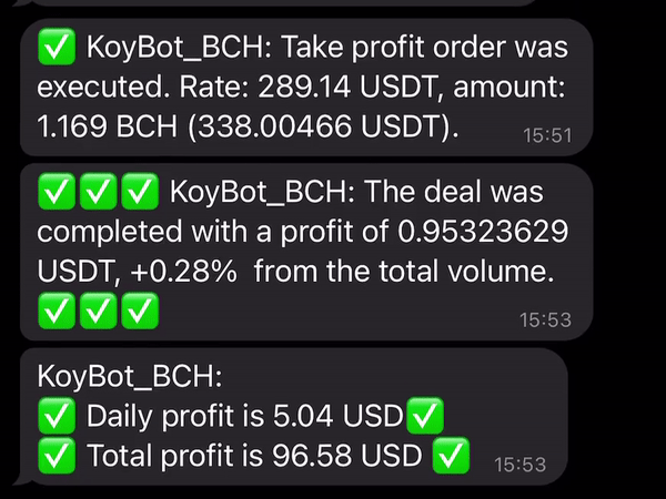 copy trading notification in Telegram