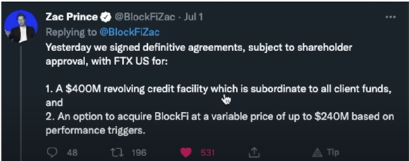 The NEXT Celsius?! 3AC Declares Bankruptcy tweet