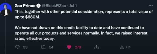 The NEXT Celsius?! 3AC Declares Bankruptcy tweet 1