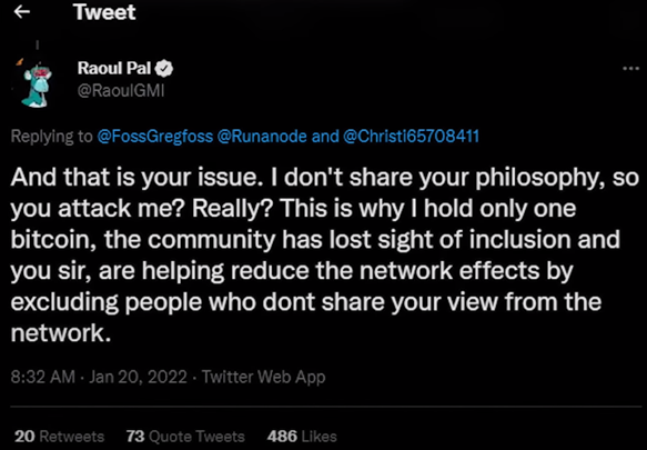 Raoul Pal - Why I Dumped Bitcoin For Ethereum tweet