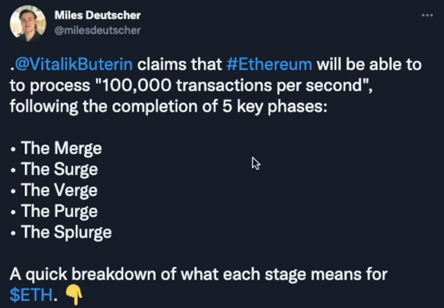 Vitalik Buterin - The Ethereum Merge tweet