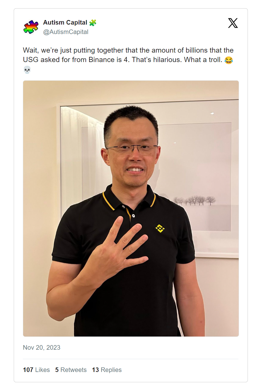 BIG FUD playing with Binance will this push price up or down?